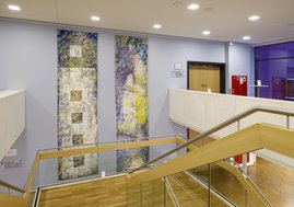 View of 2 large-format works by Jan Samec, on the left "Days in Pocedelice", on the right "Sun in Pocedelice"