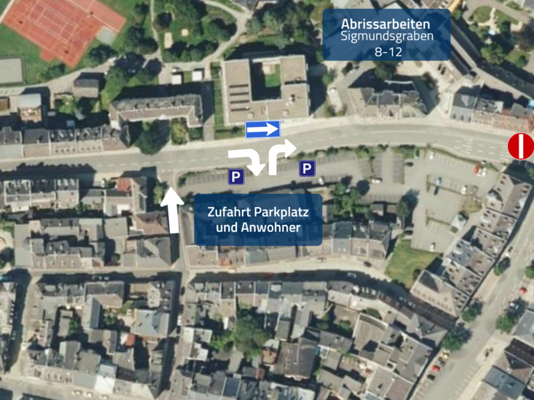 Auf dem Bild ist eine Straßenkarte mit Sperrungen zu sehen.