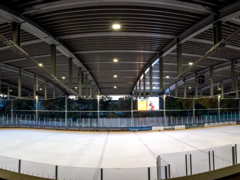 Auf diesem Foto ist die Eisfläche des Hofer Eisteichs zu sehen.