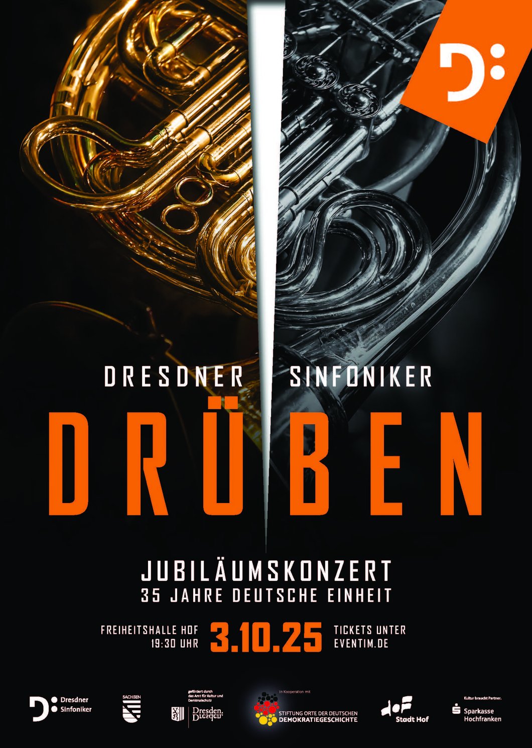Auf dem Bild sieht man ein Plakat der Dresdner Sinfoniker
