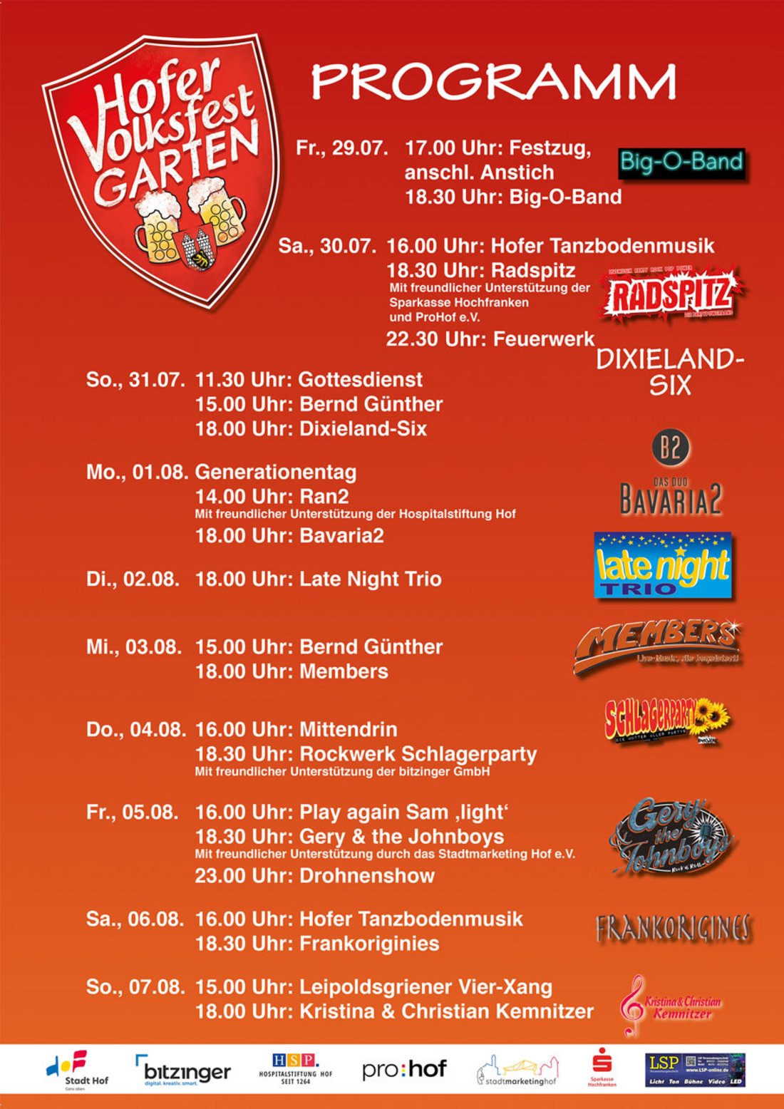 Programm des Hofer Volksfests