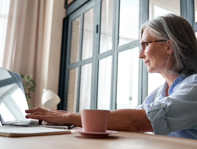 A woman at the computer